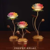 【台灣發貨】琉璃妙蓮燈 七彩蓮花插電款一對供佛燈 家用佛堂燈 佛燈禮佛擺件 水晶燈 家用供佛燈 財神燈 蓮花燈 祖先燈