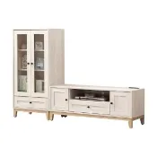 【BODEN】MIT台灣製 | 妮塔6尺L型電視櫃組合(2尺玻璃門展示櫃+4尺長櫃)