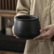 全球選品1館 生活百貨 陶瓷茶渣缸茶洗帶蓋過濾建水茶缸廢水缸大號桌面垃圾桶倒茶水盂
