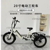 20寸寬胎電動腳踏三輪車電助力鋁合金正三輪自行車老人代步（不含運）