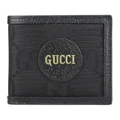 GUCCI Off the Grid金字LOGO緹花尼龍結合牛皮8卡對開短夾(黑)
