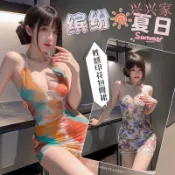 泳褲男性感深V包臀裙夏季清涼沙灘泳衣鏤空露背洋裝辣妹掛脖激情睡裙
