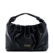 GUESS 素面皺褶手提包 輕盈合成皮革 Small Satchel G55070 黑色(現貨)
