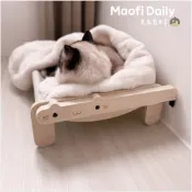 MAOFI 兩用貓吊床｜貓床架 可掛可放 行軍床 窗台床 透氣床 免打孔 木架床 寵物床 懸掛床 落地床曬太陽 栗屋