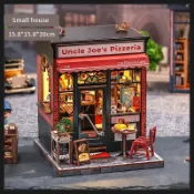 CuteBee袖珍屋 小屋diy 3D立體拼圖 迷你模型 小房子 木質拼裝 生日禮物【喬叔披薩店】