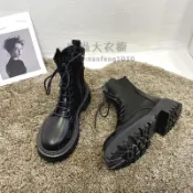 馬丁靴女英倫風春秋單靴內增高夏季薄款顯瘦瘦厚底短靴【時尚大衣櫥】