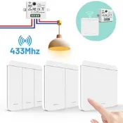 【可議價】家用單控雙控遙控智能無線開關免佈線86面板電池隨意貼電燈開關