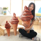 仿真冰淇淋抱枕 创意毛絨玩具 甜筒雪糕布娃娃 療癒抱枕 生日禮物 女生送禮 ZBZY