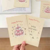 📄小卡 原創草莓奶油蛋糕賀卡生日祝福語留言卡生日禮品卡帶信封花藝卡 生日卡片 卡片 花卡 賀卡 留言卡 手作小卡