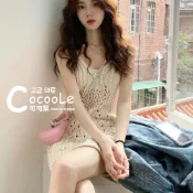 可可梨🇰🇷韓版波西米亞鏤空針織勾花小洋裝 渡假洋裝 氣質洋裝 針織洋裝 甜美洋裝 修身洋裝 約會洋裝 A字洋裝 鏤空洋裝