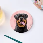 洛威拿 羅威納 狗狗-圓型陶瓷吸水杯墊/動物/居家用品