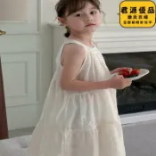 君源優品 洋裝 女童洋裝 韓國童裝 女童度假風連衣裙 中大童女童掛脖露背仙女裙 公主裙 連衣裙