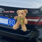 臺灣熱銷🔥免運🔥填充絨布玩偶機車熊可愛公仔掛飾機車後置物箱外掛吊件代步車卡通裝飾玩偶女騎改裝小物