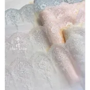 iAsa愛莎【現貨/手作材料】宮廷風花朵黑色灰色孔雀藍網紗刺繡蕾絲花邊diy娃衣禮服紗裙裝飾材料