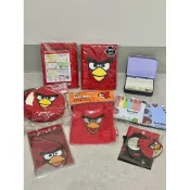 快速出貨 憤怒鳥 皮製 側背 雙拉鏈 零錢包 萬用MEMO本 隨身袋 便條貼 臉利貼 鏡子 絨毛 手冊