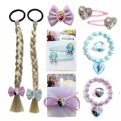 (店+)【Disney 迪士尼】迪士尼 冰雪奇緣 髮飾 艾莎 安娜 雪寶 飾品 兒童髮夾 BB夾 髮圈 髮束 亮粉心型 髮夾 手鍊 戒指