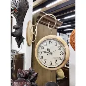 (店+)歐舍傢居 實木雙面鐘 木色雙面鐘 北歐風雙面鐘 素色素面時鐘 藝術掛鐘 兩面時鐘 簡約大鐘面石英鐘