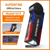 SUPERFIRE YJ14 1W LED 肩燈口哨和警笛聲警示燈獨立雙按鈕喇叭和燈肩夾燈