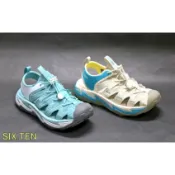 SIX TEN SPORT 女 戶外休閒運動護趾涼鞋 - 米白 81048 - 果綠 81050