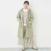 earth music&ecology 2WAY帽可拆絎縫中長版大衣外套(1L34L0Z0300)