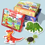 兒童木製大塊拼圖 恐龍動物交通木質玩具 寶寶早教益智玩具 幼兒玩具
