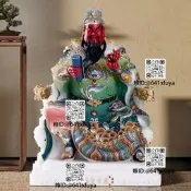 漢白玉彩繪龍椅看書關公神像克廳工鳳關聖帝君武財神關二爺擺見