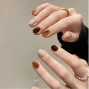 手工穿戴甲 焦糖瑪奇朵 超短指甲 穿戴式美甲 顯白秋冬 日常上班百搭【UNIKOO】可拆卸 指甲貼片