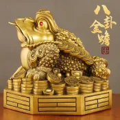 【免運】擺件 風水擺件  三足金蟾蜍八卦金蟾招財擺件 店鋪家居玄關三腳金蟬銅擺件批髮