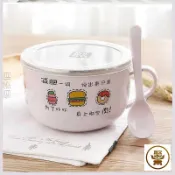 協貿國際日用品生活7館 日式大號不銹鋼有蓋泡面碗 塑料防燙帶把手湯碗 創意學生飯盒