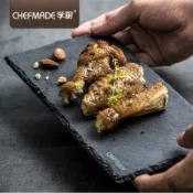 Chefmade學廚 長方型板岩餐盤 天然岩盤 25*12 cm 西餐牛排 日式自然冷盤甜點壽司盤 板岩餐盤wk9361
