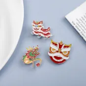 舞龍舞獅金屬胸針大吉大利吉祥徽章