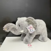 優趣甄選☆可愛灰色大象絨毛玩具布娃娃坐姿戴帽小象睡覺抱枕藍色小象挂件奶瓶小象寶寶兒童安撫玩偶生日交換禮物