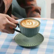 全球選品1館 生活百貨 復古小奢華咖啡杯 粗陶杯子碟 精緻高檔顏值掛耳日式拉花杯下午茶