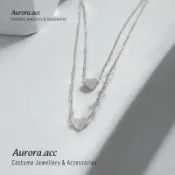 Aurora.acc｜克莉絲 雙層愛心 鈦鋼項鏈｜附 收納袋 擦拭布 耳扣｜奧蘿菈飾品｜疊戴愛心項鍊 鎖骨鏈 項鍊 鋼鏈