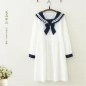 協貿國際日用品生活12館 秋季海軍領jk水手服中長款長袖連衣裙初高中學生少女寬松韓版裙子