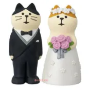 🍓摩卡熊日貨屋🍓現貨🌟日本Decole 結婚貓咪 一對 結婚禮物 婚紗 concombre 正版 婚禮貓咪 洋裝貓