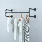 未來屋 【工業風做舊】水管衣架 壁掛衣架 鐵藝衣架 衣帽架 服裝道具 展示架 掛衣架 金屬掛鉤 復古工業風 服飾店裝潢 牆面收納