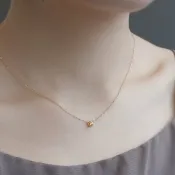 限量現貨 - 天然黃色剛玉 黃寶 迷你包鑲 純 18K 黃金項鍊