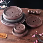 宜百家 功夫茶盤茶具 宜興紫砂功夫茶盤茶海圓形茶臺大號茶盤陶瓷茶具簡約儲水茶小托盤