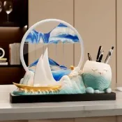 一帆風順流沙畫 多功能筆筒 擺件 招財風水裝飾 開運物 辦公室裝飾 擺設 開業 / 升職禮物