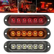 OPENMALL 6 LED 卡車鏡頭側標誌燈 12-24V 防水汽車拖車貨車貨車巴士安全警告信號燈紅色黃色白色 C4K