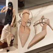 (店+)【baibeauty 白鳥麗子】T字 漆皮 簍空 女鞋 細跟鞋 尖頭高跟鞋