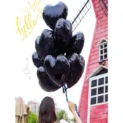 【Joker Balloon】【隔日配】黑色鋁箔氣球 多款愛心 星星 四角星 小四輪 造型【歡樂揪客】