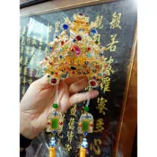 【靜福緣】 雙色水鑽銅帽『唐彩美鑽太子帽』中壇元帥三太子精緻手工藝神尊戴佛冠帝冠神明帽神冠神帽