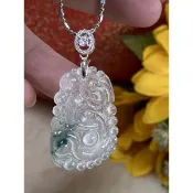（附證書）玻璃種 翡翠 天然翡翠A貨 芸姐玉石翡翠坊 冰種 高冰種 緬甸玉如意雕刻墜 項鍊