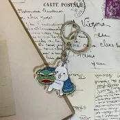 2024龍年 招好運鑰匙圈 / 柚子兔舞獅 / 雙面圖案 / 交換禮物
