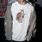 Tattooed Cat 中性短袖T恤 6色 極道之貓刺青貓紋身鯉魚日本浮世繪武士藝妓富士山日式街頭潮T設計插畫禮物寬鬆