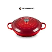 (店+)【Le Creuset】Le Creuset Cherry 櫻桃紅 淺圓鍋 淺鍋 淺底鍋 壽喜燒鍋 淺圓鑄鐵鍋 鑄鐵鍋 30cm 新款 無盒