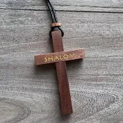 Amour愛木木- 金色SHALOM 汽車吊飾 包包吊飾 十字架 可客製化刻