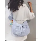 熱銷✨高顏值時尚百搭牛角單肩新款休閒斜挎包大容量餃子包防潑水通勤包 w&y